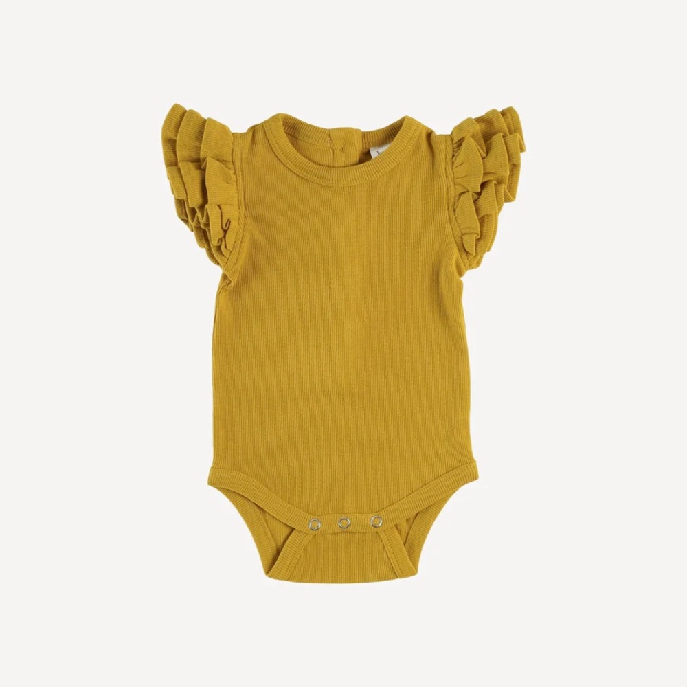 Kate Quinn burnt sugar sleeveless triple ruffle bodysuit size 12-18 months